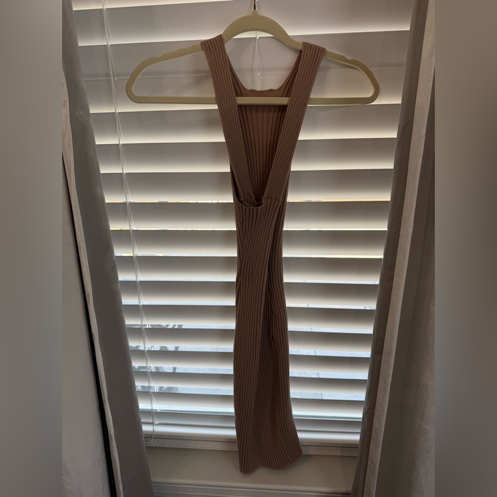 SHEIN Tan Ribbed Mini Dress - Picture 5 of 5